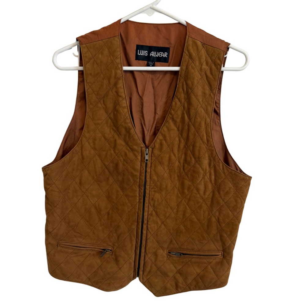 Vintage Luis Alvear Quilted Leather Brown Vest